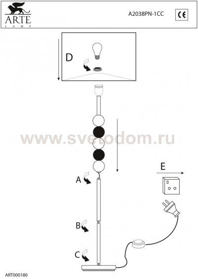Торшер Arte lamp A2038PN-1CC Bubbles
