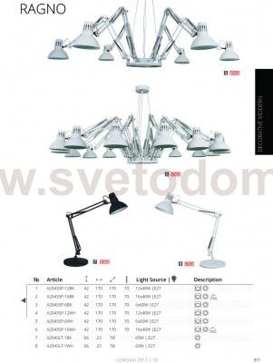 Светильник настольный Arte lamp A2043LT-1WH Engineer