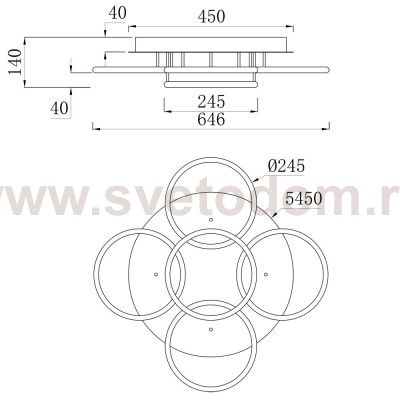 Люстра светодиодная 80Вт Arte Lamp A2500PL-5BK RAPID