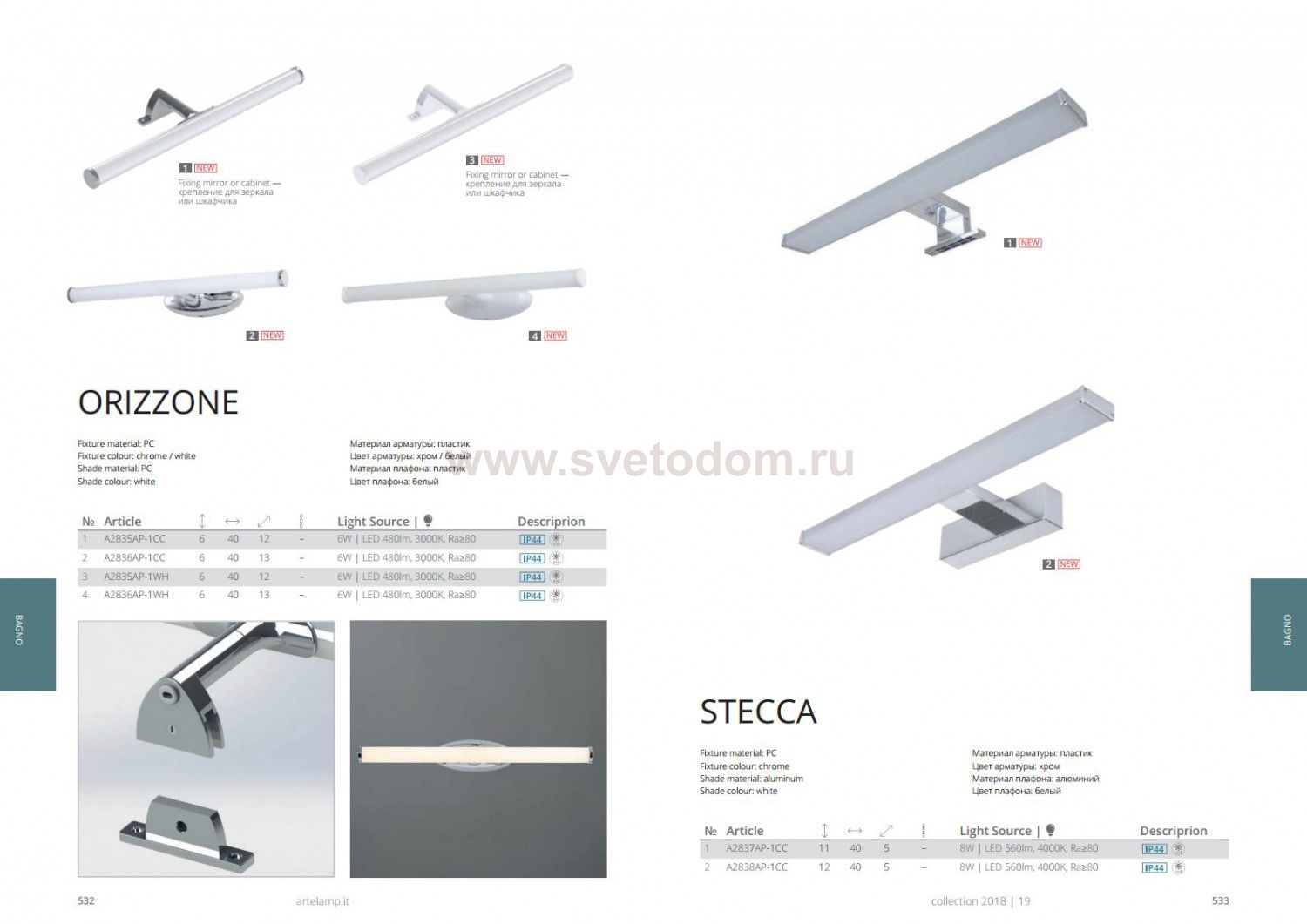 Светильник подсветка Arte Lamp A2836AP-1WH белый ORIZZONE