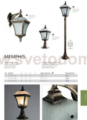 Светильник уличный Arte lamp A3161PA-1BN MEMPHIS