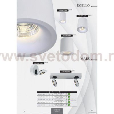 Светильник настенный Arte lamp A3173AP-1WH RAMPA