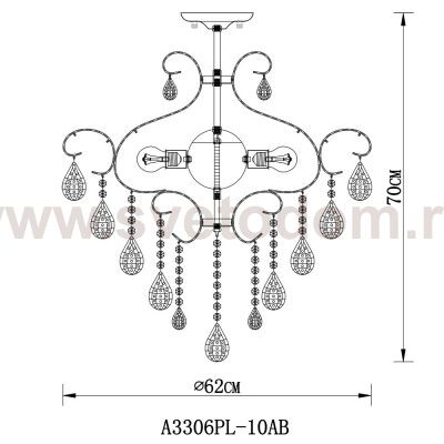Светильник потолочный Arte lamp A3306PL-10AB VITORIA