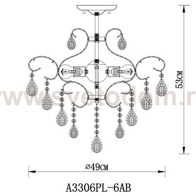 Светильник потолочный Arte lamp A3306PL-6AB VITORIA