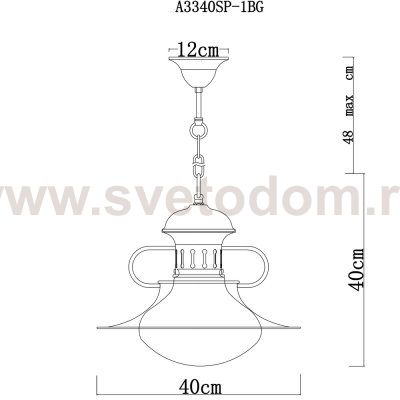 Светильник подвесной Arte lamp A3340SP-1BG GAMBRINUS