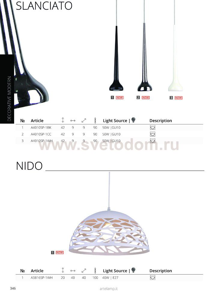 Светильник подвесной Arte lamp A4010SP-1BK Slanciato черный
