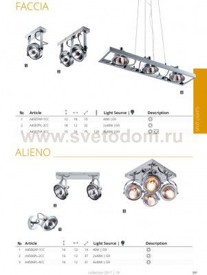 Светильник поворотный 2*G9 Arte lamp A4507PL-2CC FACCIA