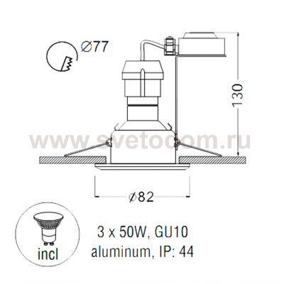Светильник встраиваемый Arte lamp A5440PL-3WH Aqua (3шт)