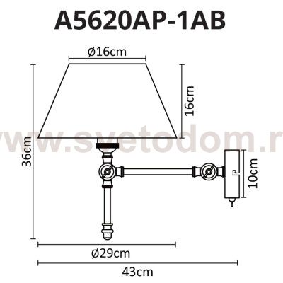 Светильник бра Arte Lamp A5620AP-1AB ORLANDO
