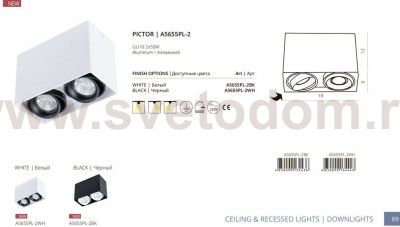 Светильник потолочный Arte lamp A5655PL-2WH PICTOR