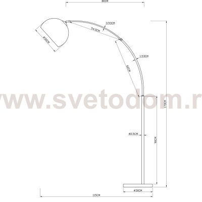 Торшер изогнутый Arte lamp A5822PN-1SS GOLIATH