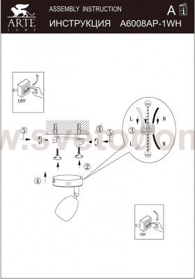 Светильник настенный Arte lamp A6008AP-1WH Gioved