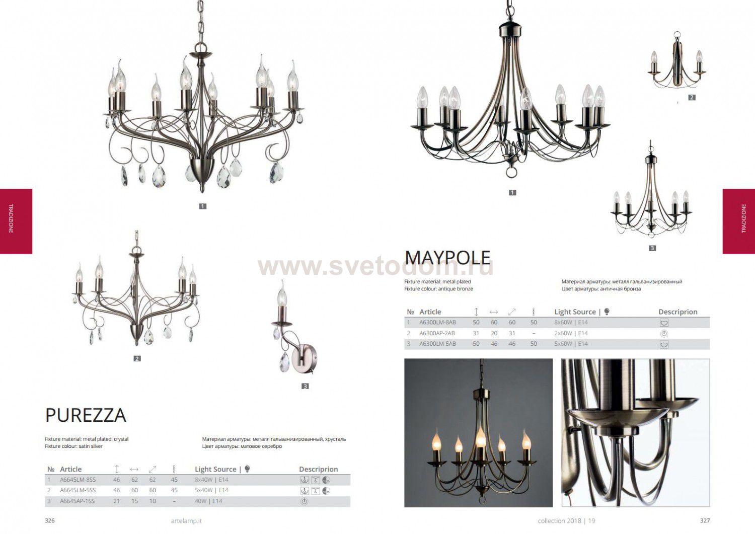 Светильник подвесной Arte lamp A6645LM-8SS Purezza