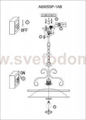 Светильник подвесной Arte lamp A6905SP-1AB SAFARI