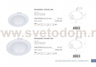 Светильник встраиваемый 16Вт Arte lamp A7016PL-1WH RIFLESSIONE