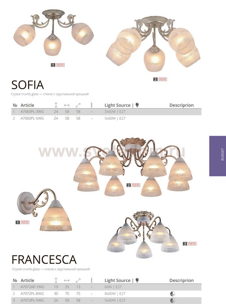 Светильник потолочный Arte lamp A7060PL-3WG SOFIA