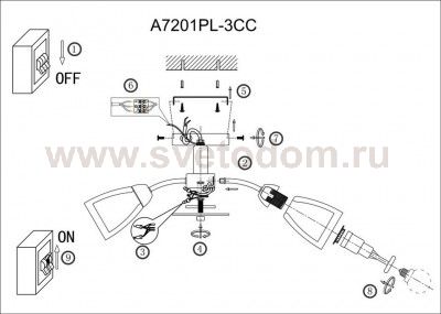 Плафон стекло двойной 95*113мм Е14 (35мм посадка) Arte lamp A7201 CARMELA
