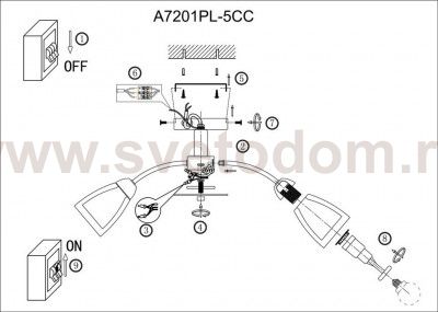 Люстра потолочная Arte lamp A7201PL-5CC CARMELA