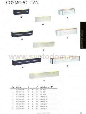 Светильник настенный Arte lamp A7210AP-1BK COSMOPOLITAN