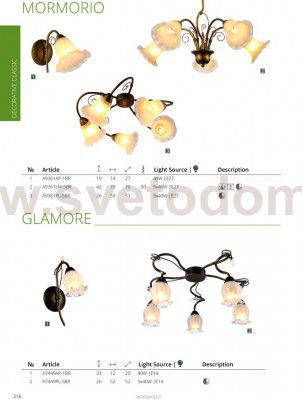 Люстра потолочная ковка Arte lamp A7449PL-5BR GLAMORE