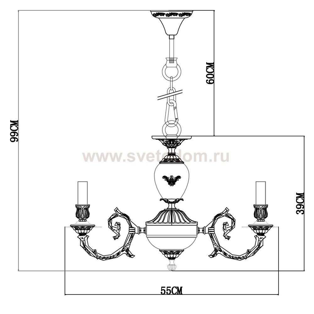 Люстра венецианская Arte Lamp A8020LM-5WG LUISA: купить в Интернет ...