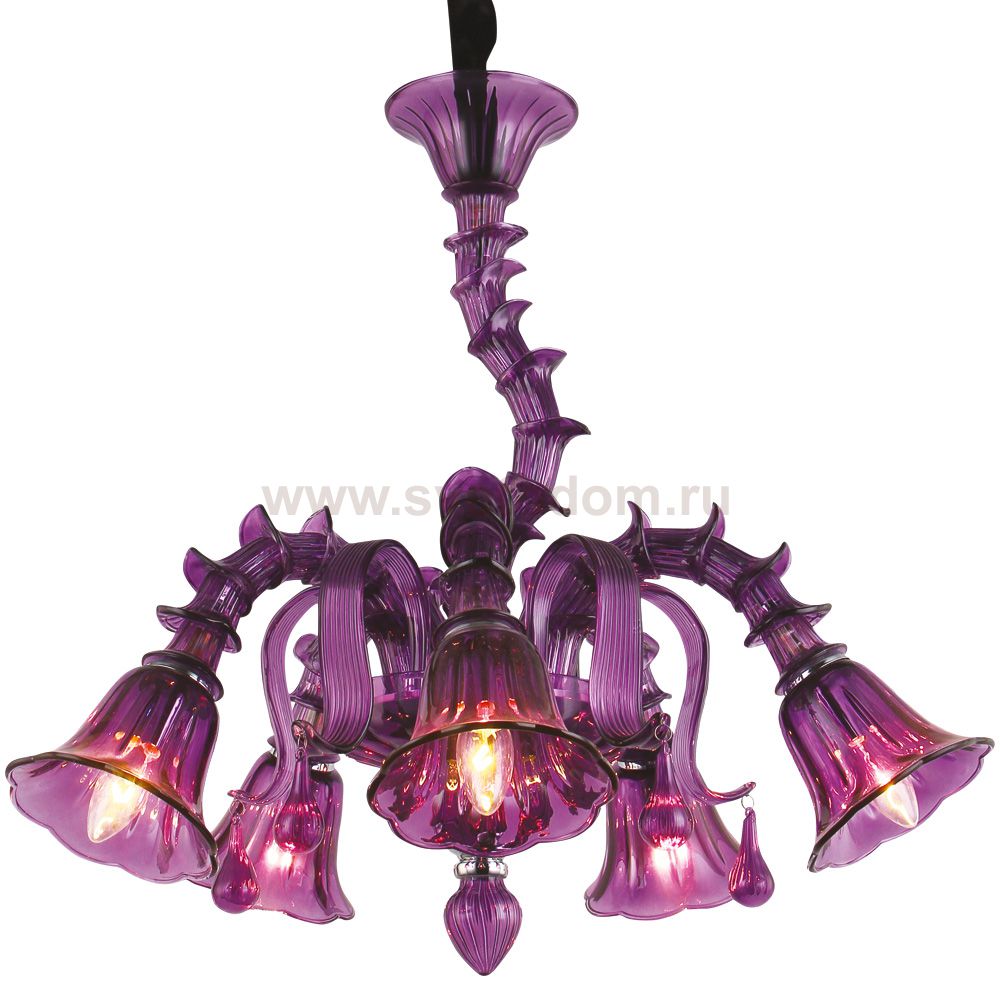 Подвесная люстра фиолетовая Arte lamp A8023LM-5CC Corno
