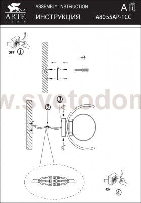 Светильник настенный Arte lamp A8055AP-1CC Claudia
