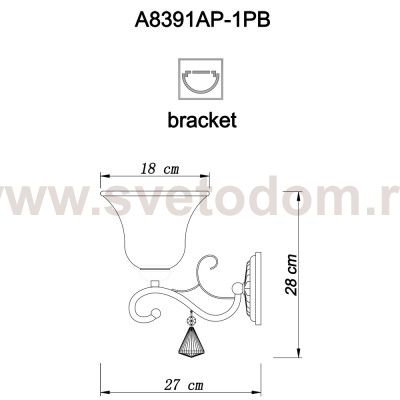 Светильник настенный бра Arte lamp A8391AP-1PB CONO