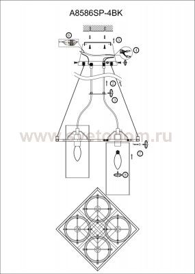 Светильник подвесной Arte lamp A8586SP-4BK PIATTO