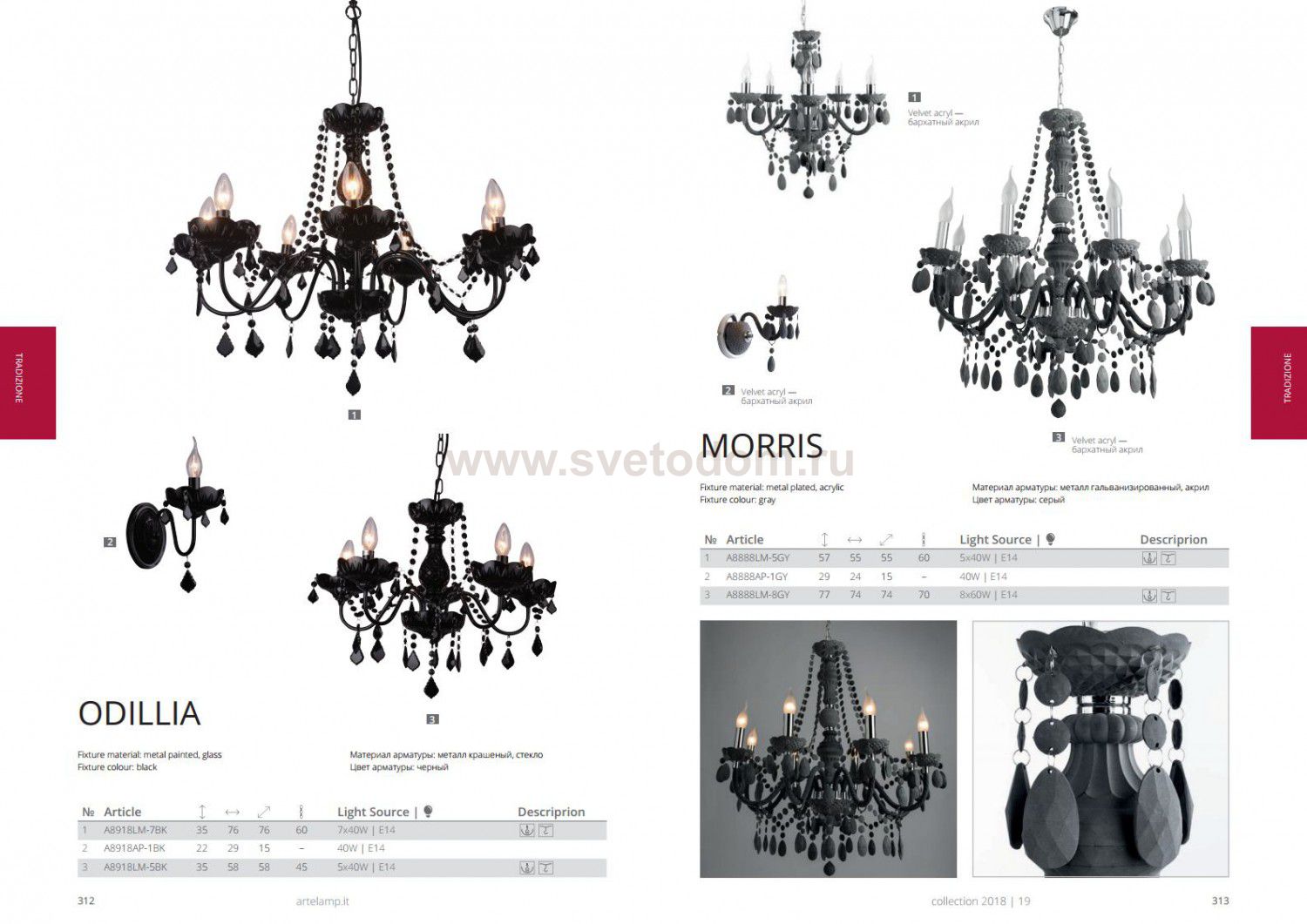 Люстра черная хрустальная A8918LM-5BK Arte lamp ODILLIA