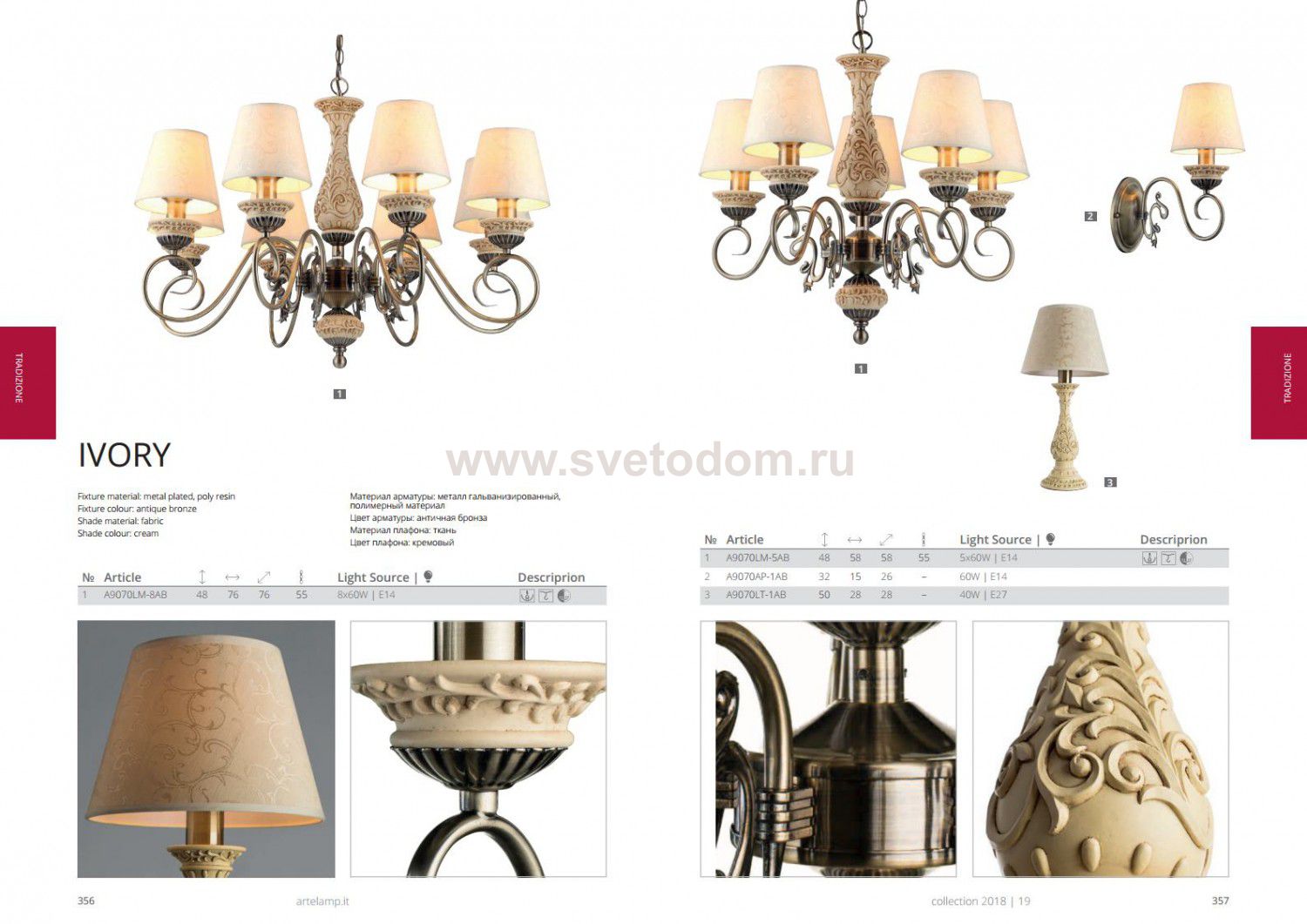 Светильник настенный Arte lamp A9070AP-1AB Ivory