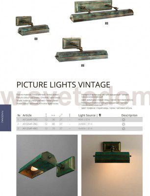 Светильник для картин Arte lamp A9126AP-2BG PICTURE LIGHTS VINTAGE