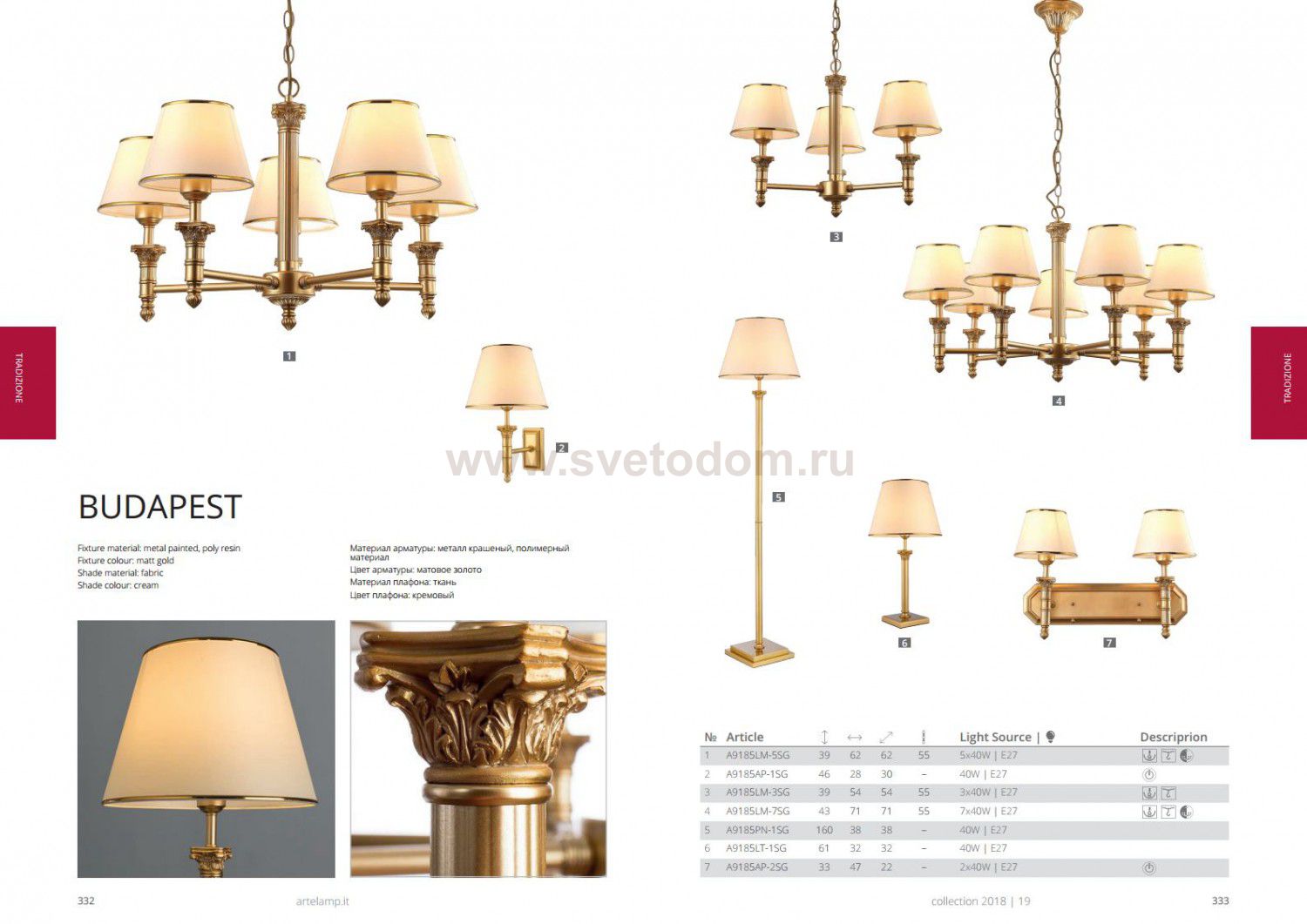 Светильник настенный бра Arte lamp A9185AP-1SG BUDAPEST