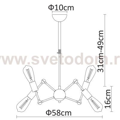 Люстра лофт паук Arte Lamp A9190LM-6BK ROOTS