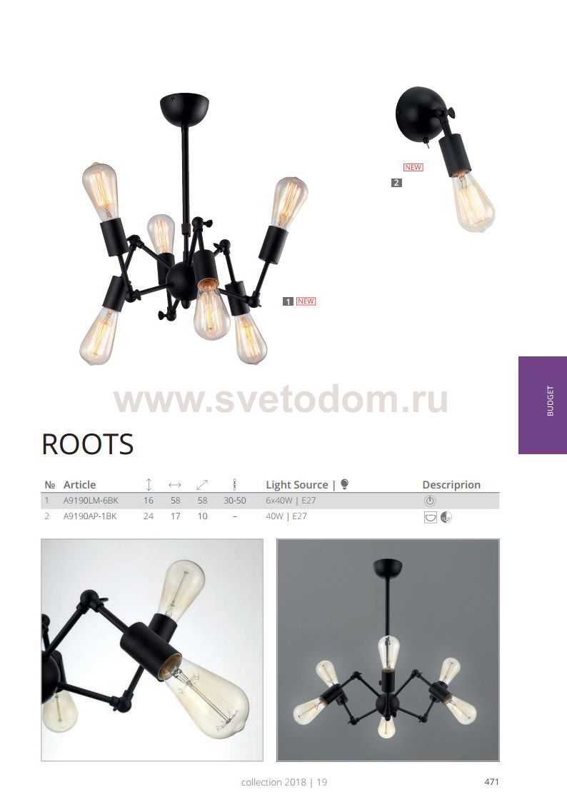 Светильник бра Arte Lamp A9190AP-1BK ROOTS
