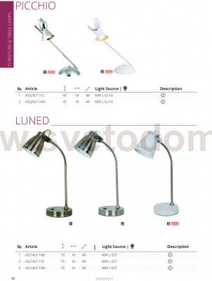 Светильник настольный Arte lamp A2214LT-1WH Luned