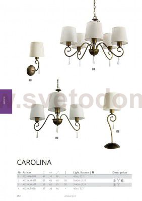 Светильник настенный Arte lamp A9239AP-1BR Carolina