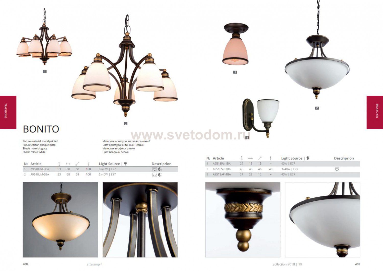 Светильник потолочный Arte lamp A9518PL-1BA Bonito