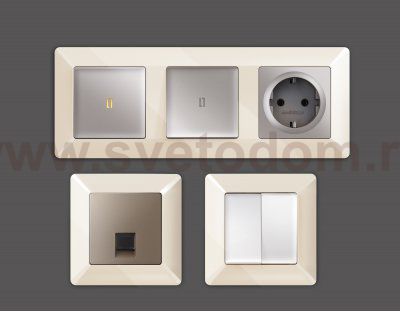 Рамка ALFA Line (Бежевый глянец) 2-ая AF110302 Ambrella Volt