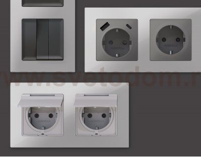 Рамка ALFA Techno (Серебро глянец) 3-ая AF220403 Ambrella Volt