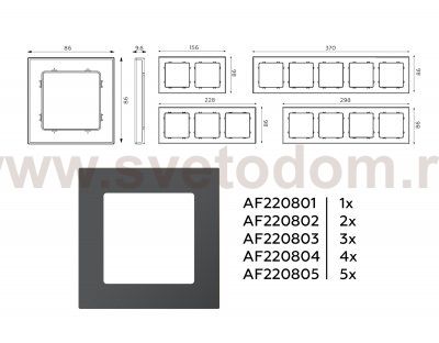 Рамка ALFA Techno (Графит Мягкое касание) 1-ая AF220801 Ambrella Volt
