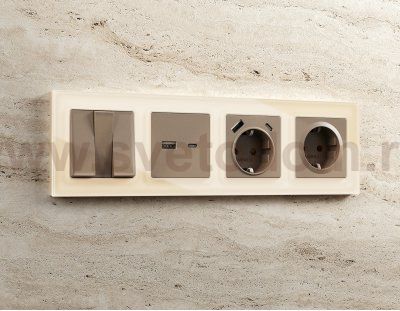 Рамка ALFA Platos (Бежевый Стекло органическое) 2-ая AF330302 Ambrella Volt