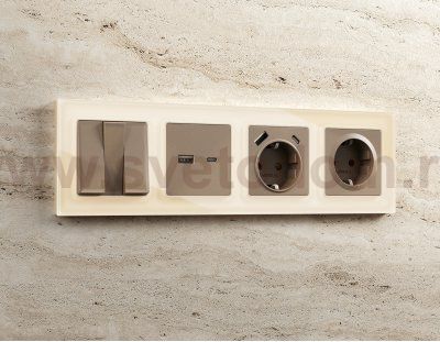 Рамка ALFA Platos (Бежевый Стекло органическое) 4-ая AF330304 Ambrella Volt