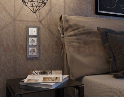 Рамка ALFA Platos (Антрацит серый Стекло органическое) 1-ая AF330651 Ambrella Volt