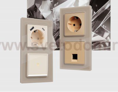 Рамка ALFA Platos (Серо-бежевый Стекло закаленное натуральное) 4-ая AF380604 Ambrella Volt