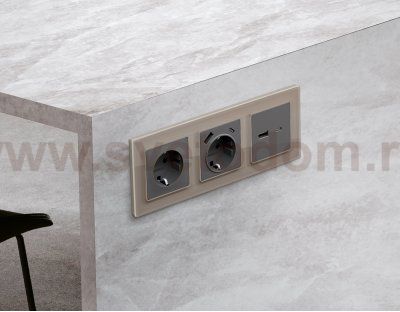 Рамка ALFA Platos (Серо-бежевый Стекло закаленное натуральное) 4-ая AF380604 Ambrella Volt