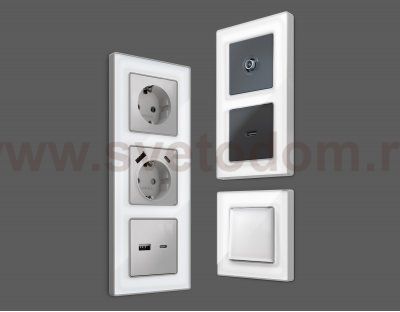 Рамка ALFA Arctic (Белый Стекло органическое/Серебро) 4-ая AF580134 Ambrella Volt