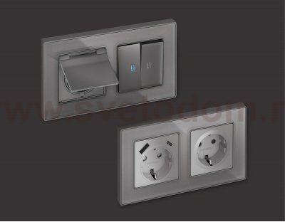 Рамка ALFA Arctic (Антрацит серый Стекло органическое) 4-ая AF580654 Ambrella Volt