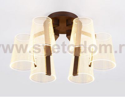 Люстра потолочная Ambrella AK4033/6 CF кофе 96W D600*290 (ПДУ РАДИО 2.4) ACRYLICA