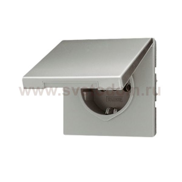 JUNG LS 990 Алюминий Розетка с/з с крышкой безвинт зажим (AL1520KL)